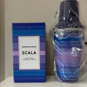 $7🖤 JONATHAN ADLER Scala Cocktail Shaker Blue & Purple Striped
